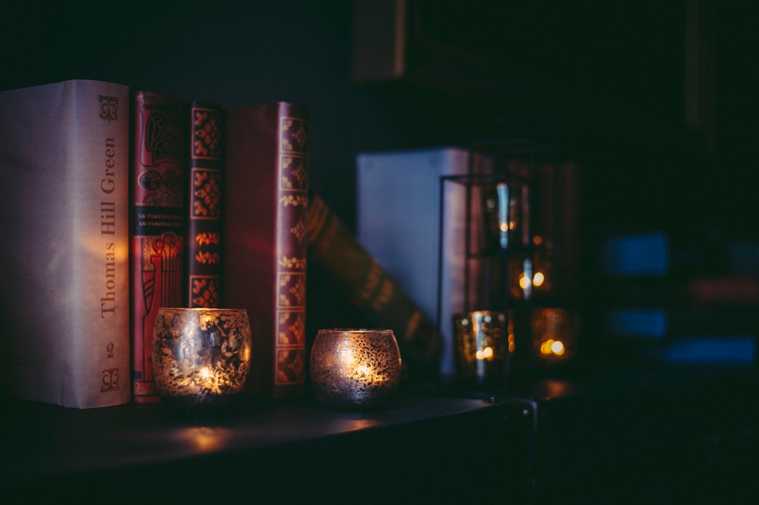 Photo bookshelf, candles