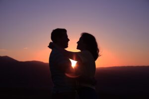 Photo couple, sunset